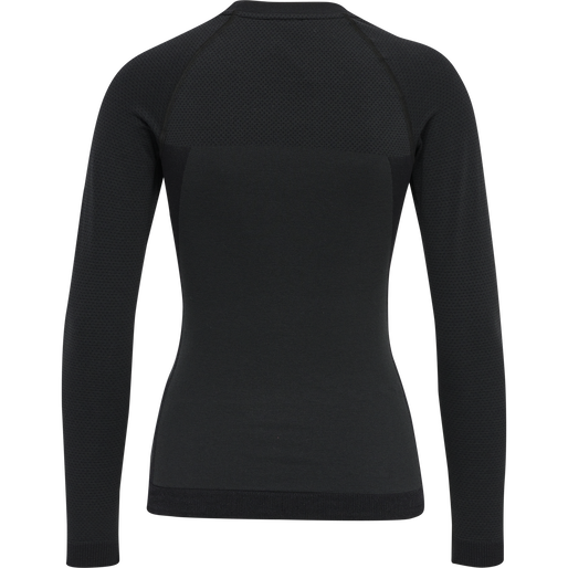 hmlCLEA SEAMLESS TIGHT T-SHIRT L/S, BLACK MELANGE, packshot