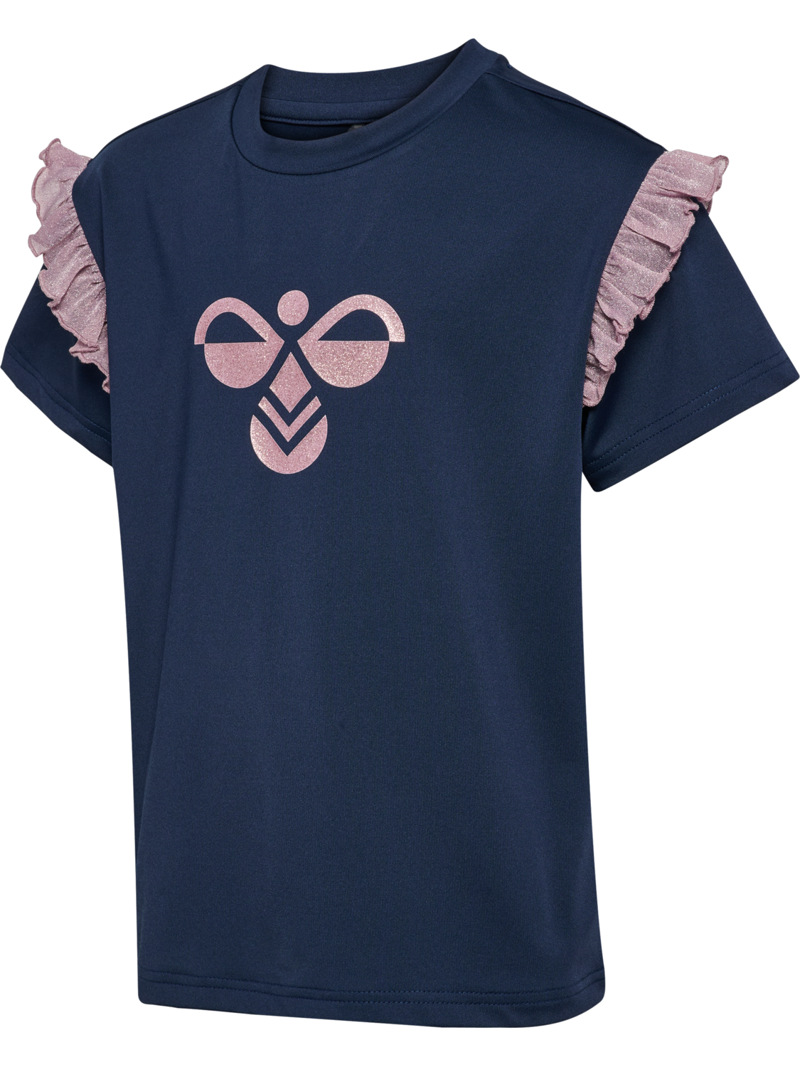 hmlJR MIX GLITTER T-SHIRT S/S, BLACK IRIS, packshot