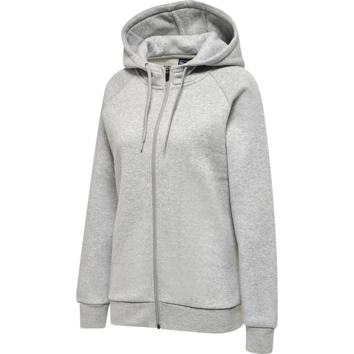 hmlRED HEAVY ZIP HOODIE WOMAN, GREY MELANGE, packshot