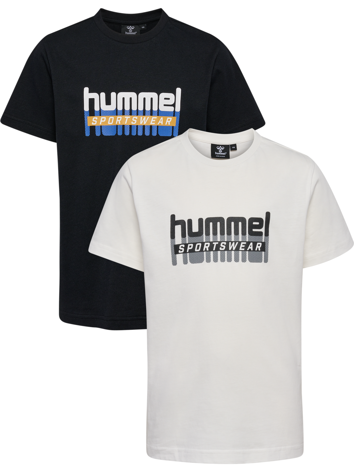 hmlTUKAS T-SHIRT S/S 2-PACK, BLACK BEAUTY/MARSHMALLOW, packshot