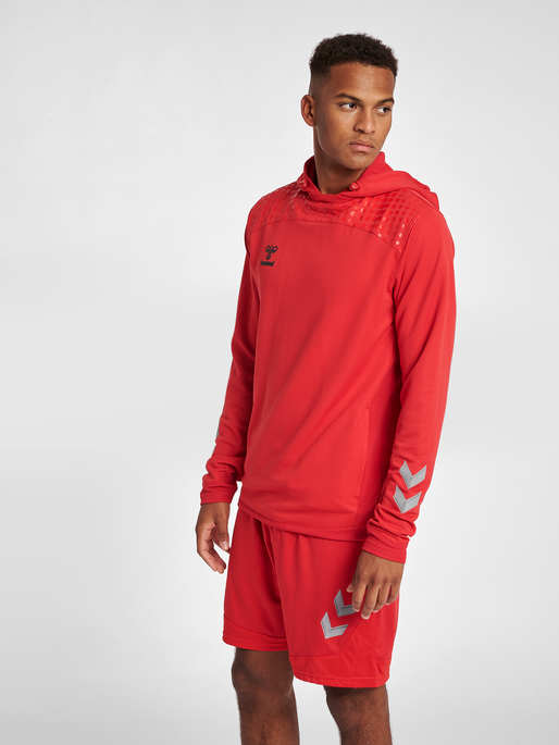 hmlLEAD POLY HOODIE, TRUE RED, model