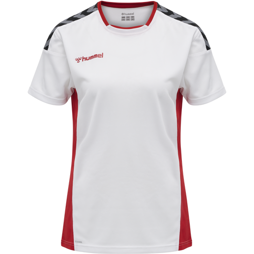 hmlAUTHENTIC POLY JERSEY WOMAN S/S, WHITE/TRUE RED, packshot