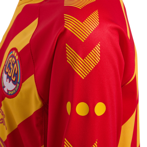 hmlCSC 19/20 KIDS HOME JERSEY LS, TRUE RED/SPORTS YELLOW W/SPONS, packshot