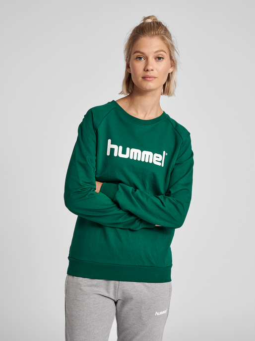 HUMMEL GO COTTON LOGO SWEATSHIRT WOMAN, EVERGREEN, model