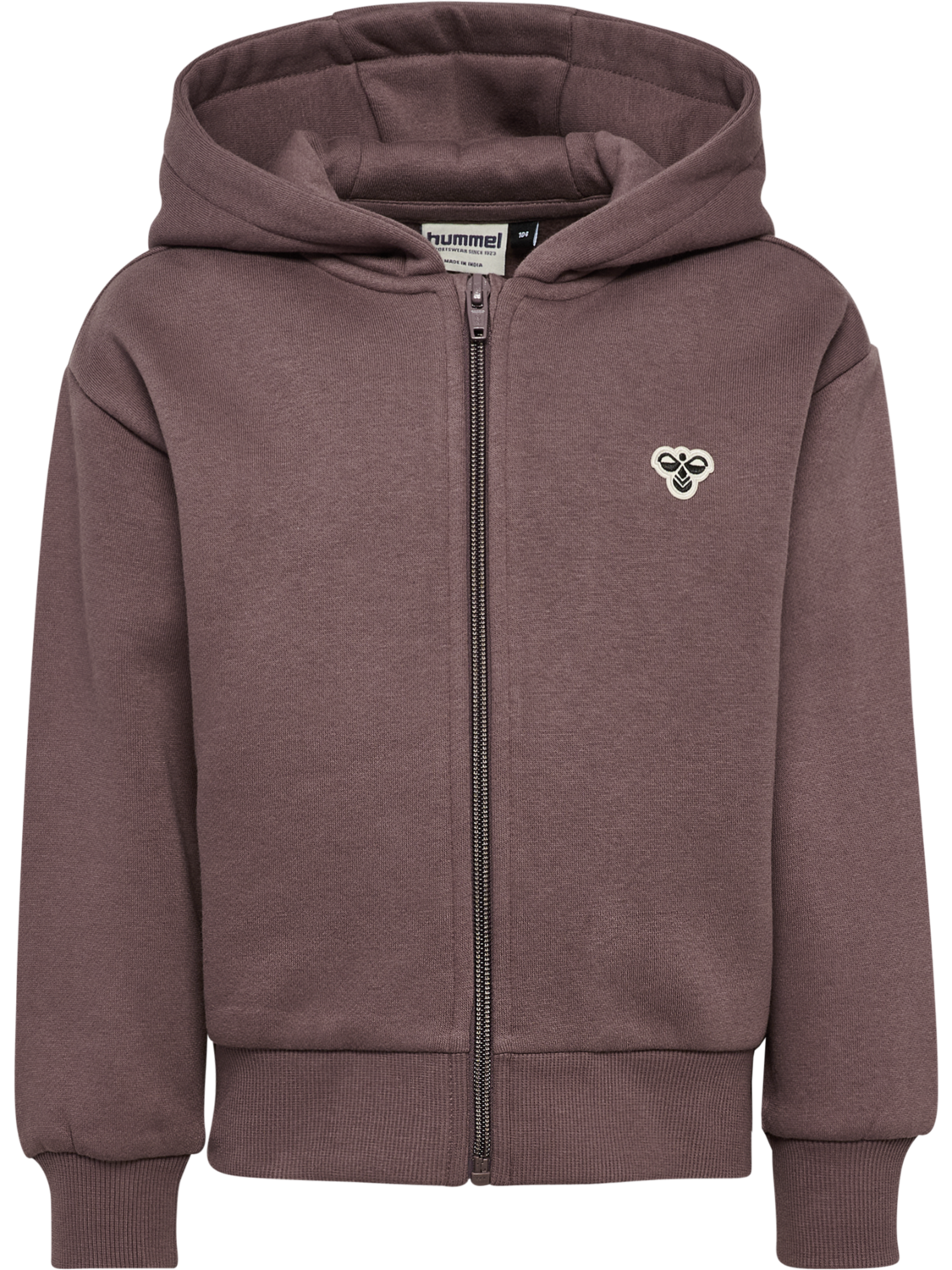 hmlJR LOOSE ZIP HOODIE BEE, PEPPERCORN, packshot