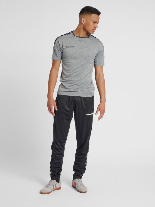 hmlAUTHENTIC POLY JERSEY S/S, GREY MELANGE, model