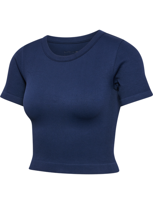 hmlPULSE SEAMLESS RIB W T-SHIRT S/S, DRESS BLUES, packshot