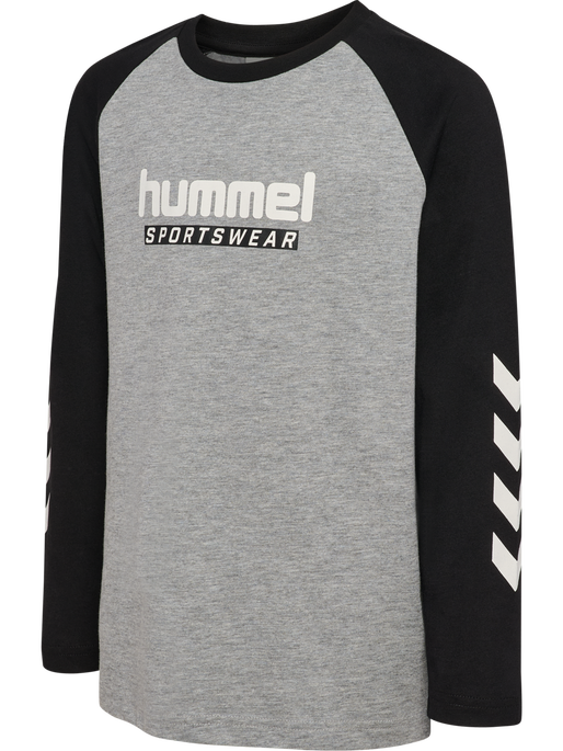 hmlJR LOGO T-SHIRT L/S, GREY MELANGE, packshot