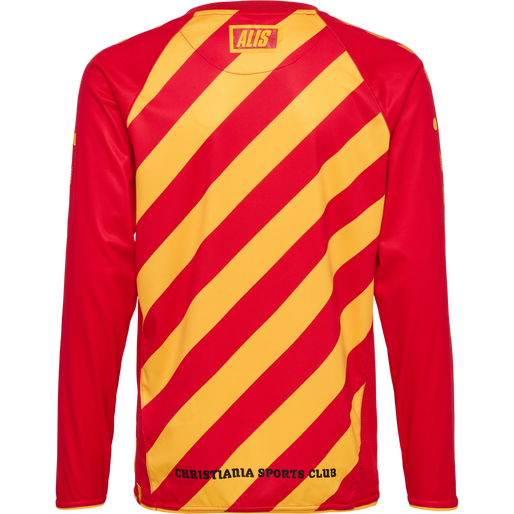 hmlCSC 19/20 KIDS HOME JERSEY LS, TRUE RED/SPORTS YELLOW W/SPONS, packshot