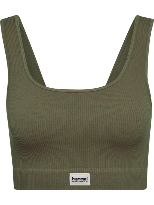 hmlPULSE SEAMLESS RIB BRA, DUSTY OLIVE hmlPULSE SEAMLESS RIB BRA, DUSTY OLIVE, packshot