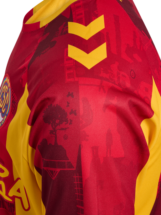 CSC 24/25 HOME JERSEY SS, TRUE RED/SPORTS YELLOW W/SPONS, packshot