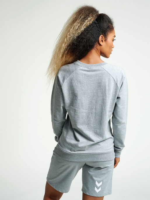 HUMMEL GO COTTON LOGO SWEATSHIRT WOMAN, GREY MELANGE, model