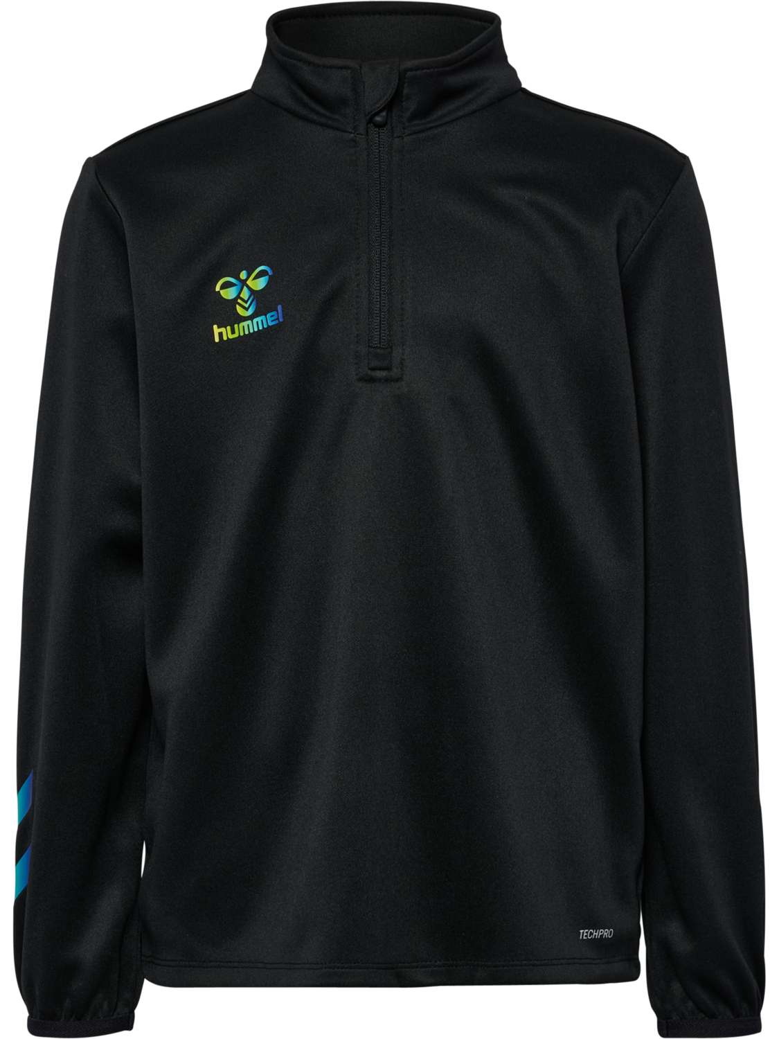 hmlSHIMMER HALF ZIP KIDS, BLACK/LIMEADE, packshot