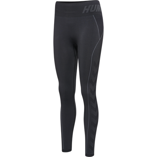 hmlTE CHRISTEL SEAMLESS MW TIGHTS, BLACK/ASPHALT MELANGE, packshot