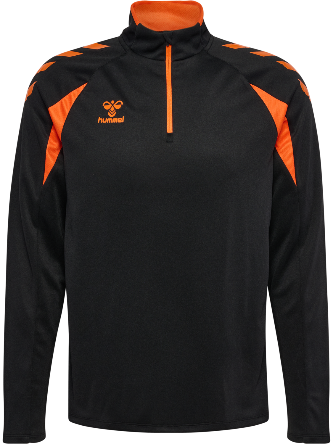 hmlCORE 2.0 HALF ZIP, BLACK/ORANGE TIGER, packshot