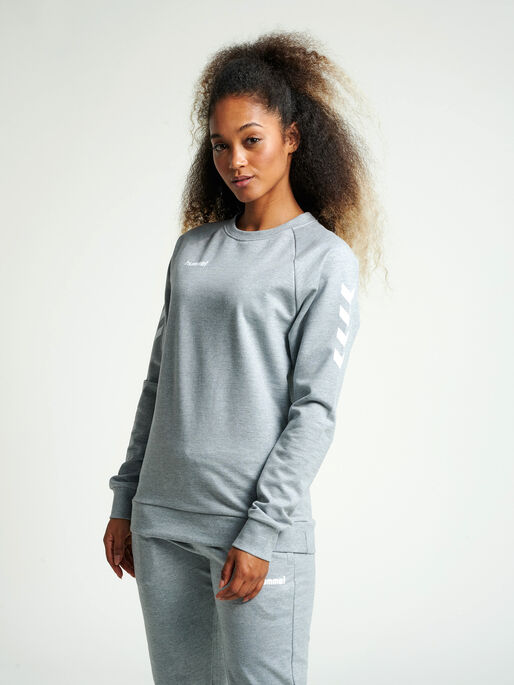HUMMEL GO COTTON SWEATSHIRT WOMAN, GREY MELANGE, model