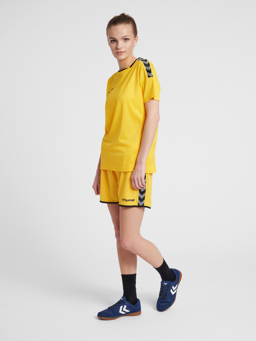 hmlAUTHENTIC POLY SHORTS WOMAN, SPORTS YELLOW/BLACK, model