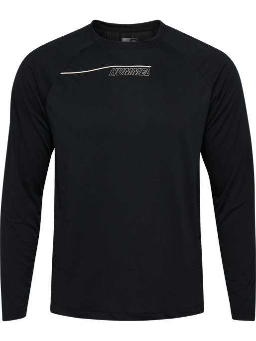 hmlCOURT LIGHT WEIGHT T-SHIRT L/S, LIGHT GREY/BLACK, packshot