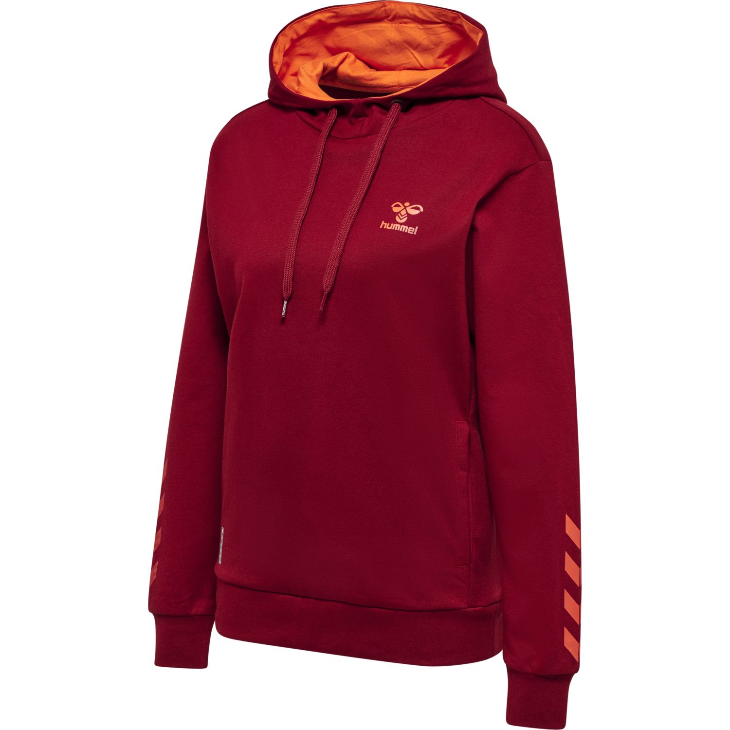 hmlOFFGRID COTTON HOODIE WO, RHUBARB/NASTURTIUM, packshot