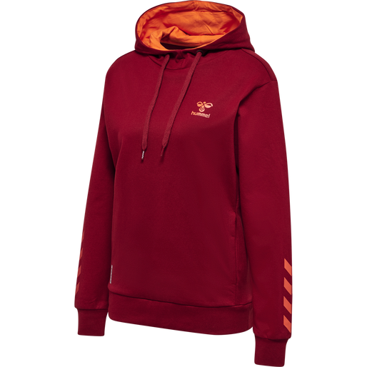 hmlOFFGRID COTTON HOODIE WO, RHUBARB/NASTURTIUM, packshot