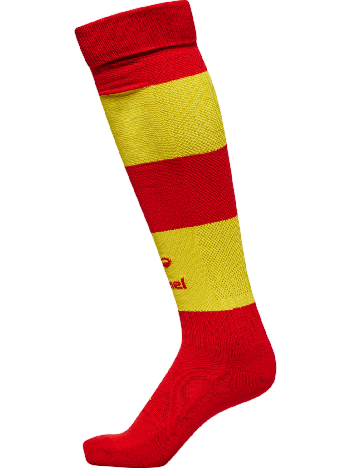 hmlESSENTIAL STRIPE FOOTBALL SOCKS, TRUE RED/BLAZING YELLOW, packshot