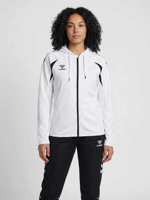 hmlCORE 2.0 ZIP HOODIE WOMAN, WHITE/BLACK, model