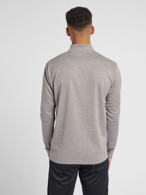 hmlAUTHENTIC HALF ZIP SWEATSHIRT, GREY MELANGE, model