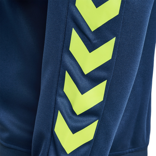 hmlPROMO POLY HOODIE, DARK DENIM/LIME PUNCH, packshot