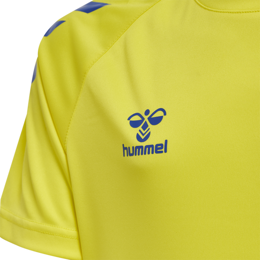 hmlCORE XK CORE POLY TEE S/S KIDS, BLAZING YELLOW/TRUE BLUE, packshot