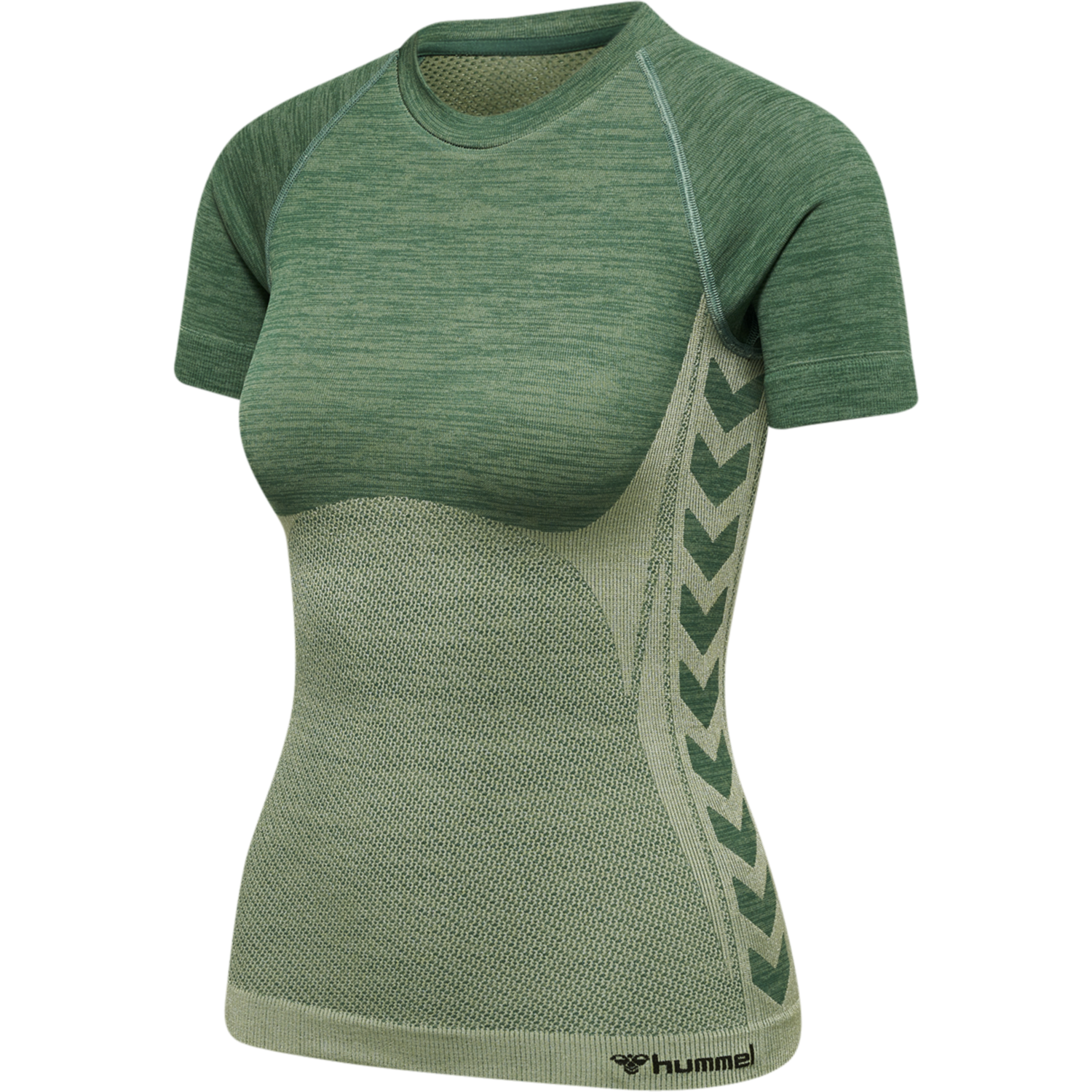 hmlCLEA SEAMLESS TIGHT T-SHIRT, LAUREL WREATH/LILY PAD MELANGE, packshot