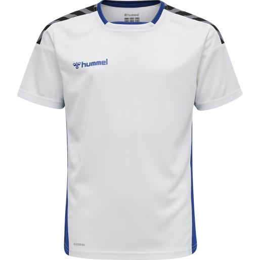 hmlAUTHENTIC KIDS POLY JERSEY S/S, WHITE/TRUE BLUE, packshot