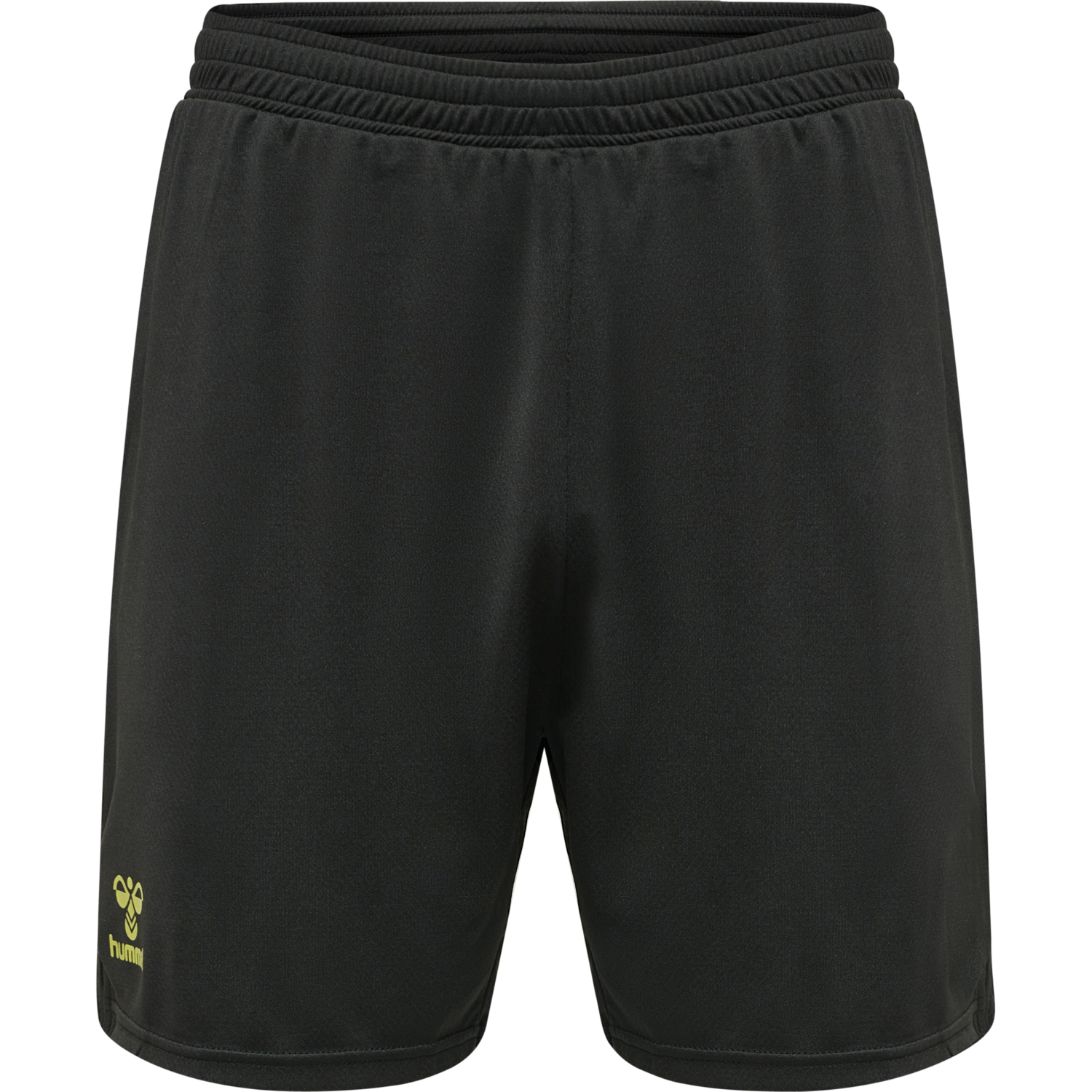 hmlONGRID POLY SHORTS, JET BLACK/DARK CITRON, packshot