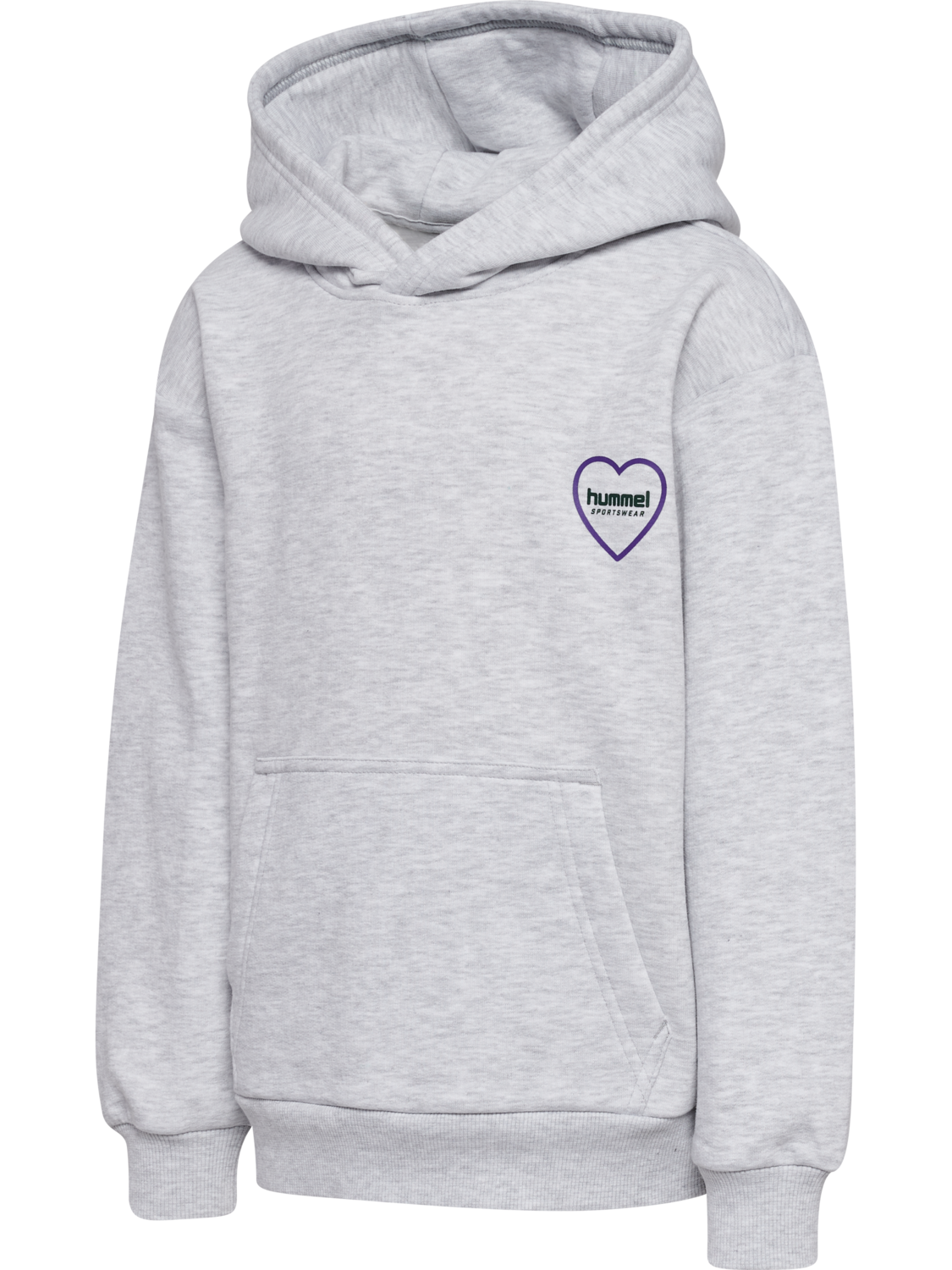 hmlJR LOOSE HOODIE HEARTFIELD, LIGHT GREY MELANGE, packshot