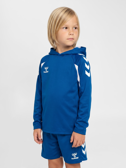 hmlCORE 2.0 HOODIE KIDS, TRUE BLUE/WHITE, model