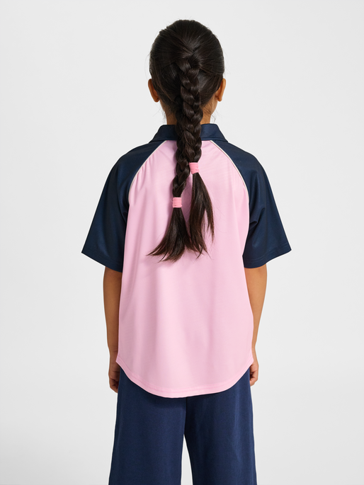 hmlJR LOOSE TIGER SOCCER JERSEY S/S, ROSEATE SPOONBILL, model