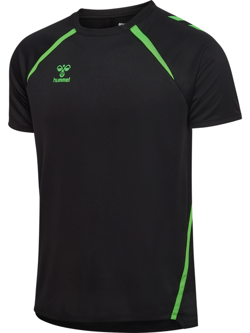 hmlLEAD 2.0 JERSEY S/S, BLACK/GREEN GECKO, packshot