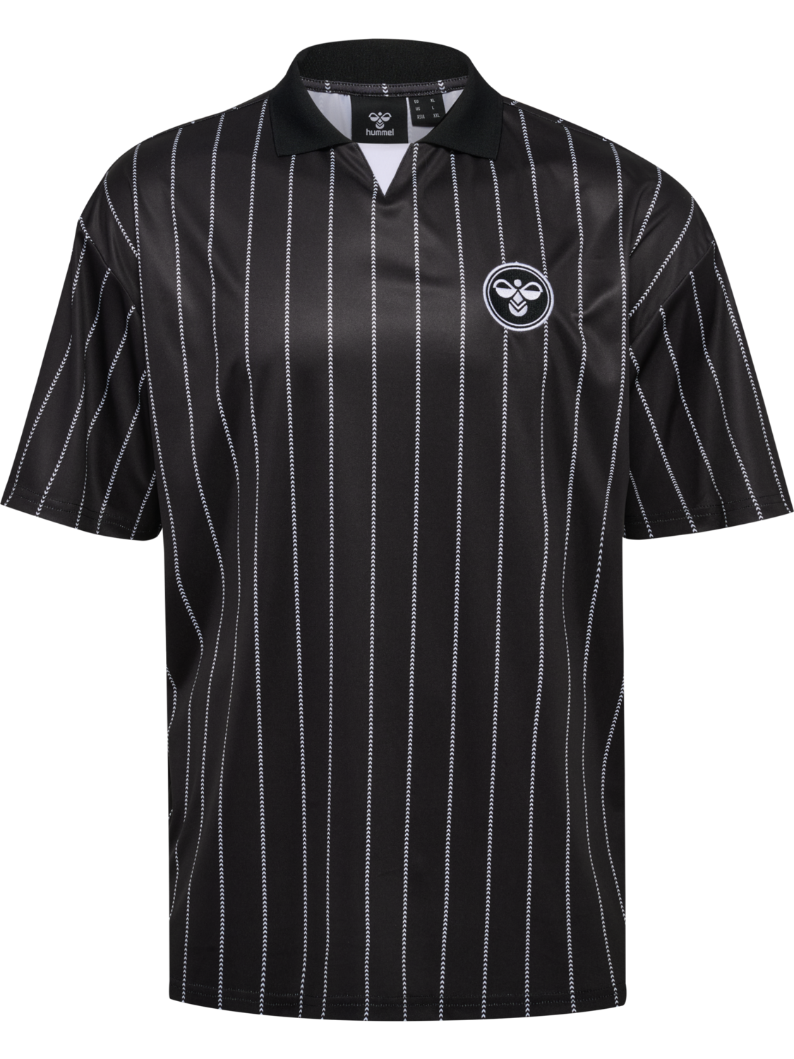 Chevron Pinstripe Polo Shirt, BLACK/WHITE, packshot