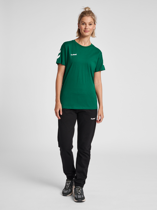 HUMMEL GO COTTON T-SHIRT WOMAN S/S, EVERGREEN, model