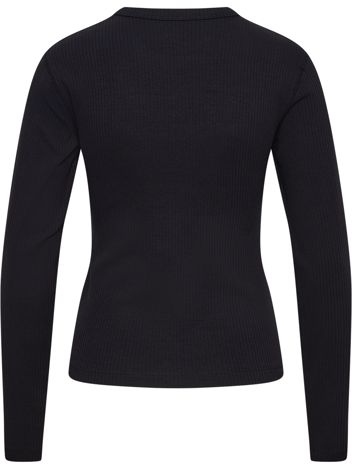 hmlFOUNDATION RIB T-SHIRT L/S, BLACK, packshot