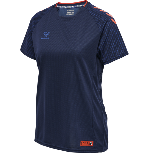 hmlPRO GRID TRAINING JERSEY S/S WO, MARITIME BLUE/SURF THE WEB, packshot