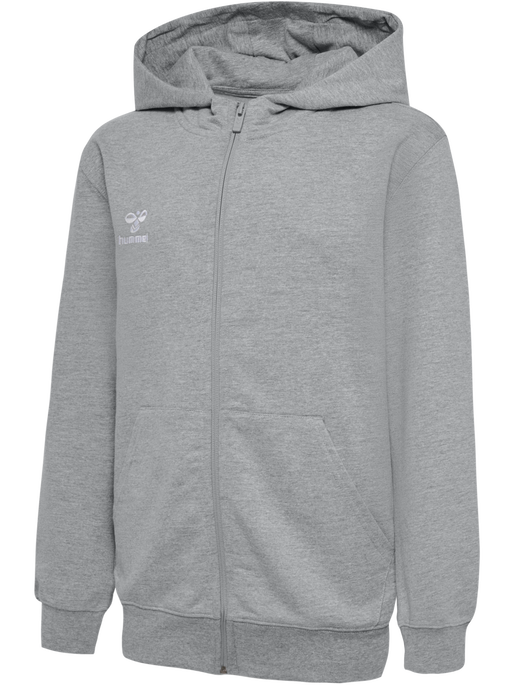 hmlGO 2.0 ZIP HOODIE KIDS, GREY MELANGE, packshot