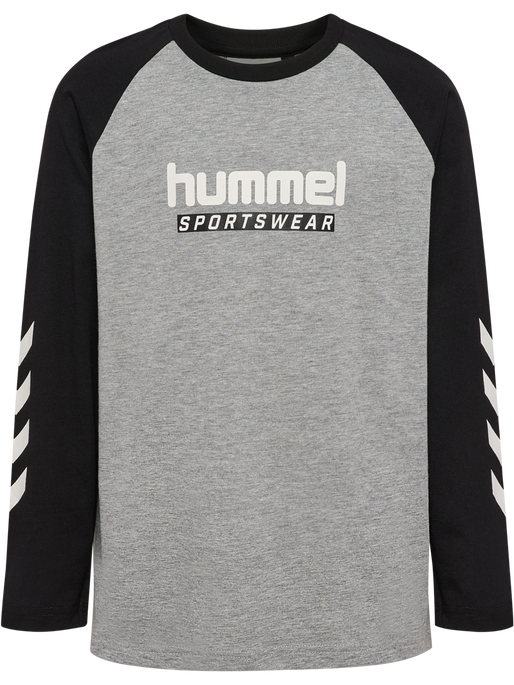 hmlJR LOGO T-SHIRT L/S, GREY MELANGE, packshot