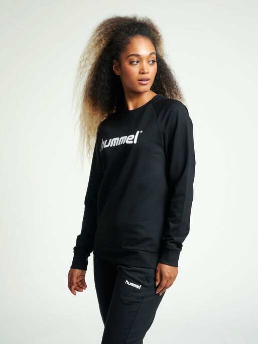 HUMMEL GO COTTON LOGO SWEATSHIRT WOMAN, BLACK, model