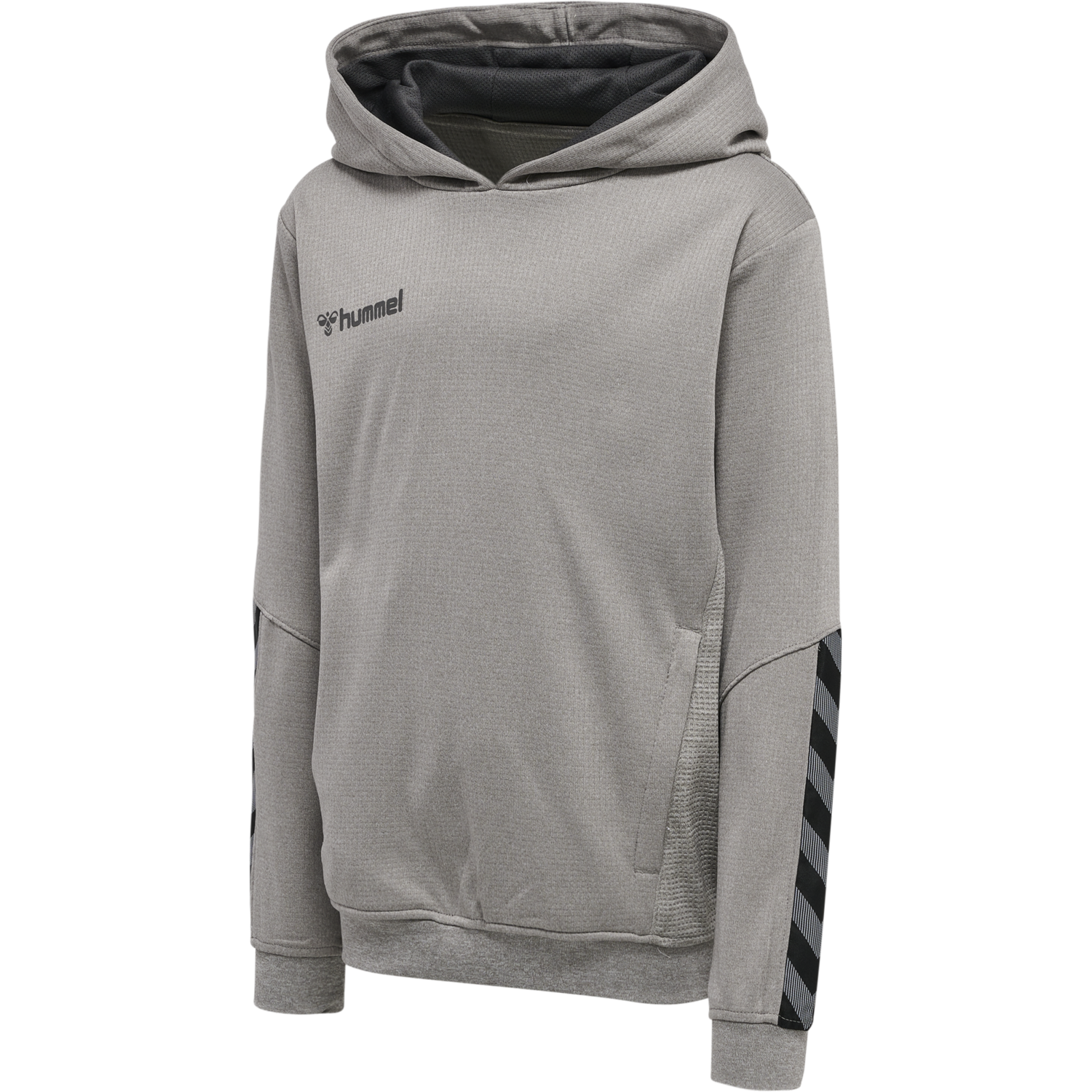 hmlAUTHENTIC KIDS POLY HOODIE, GREY MELANGE, packshot