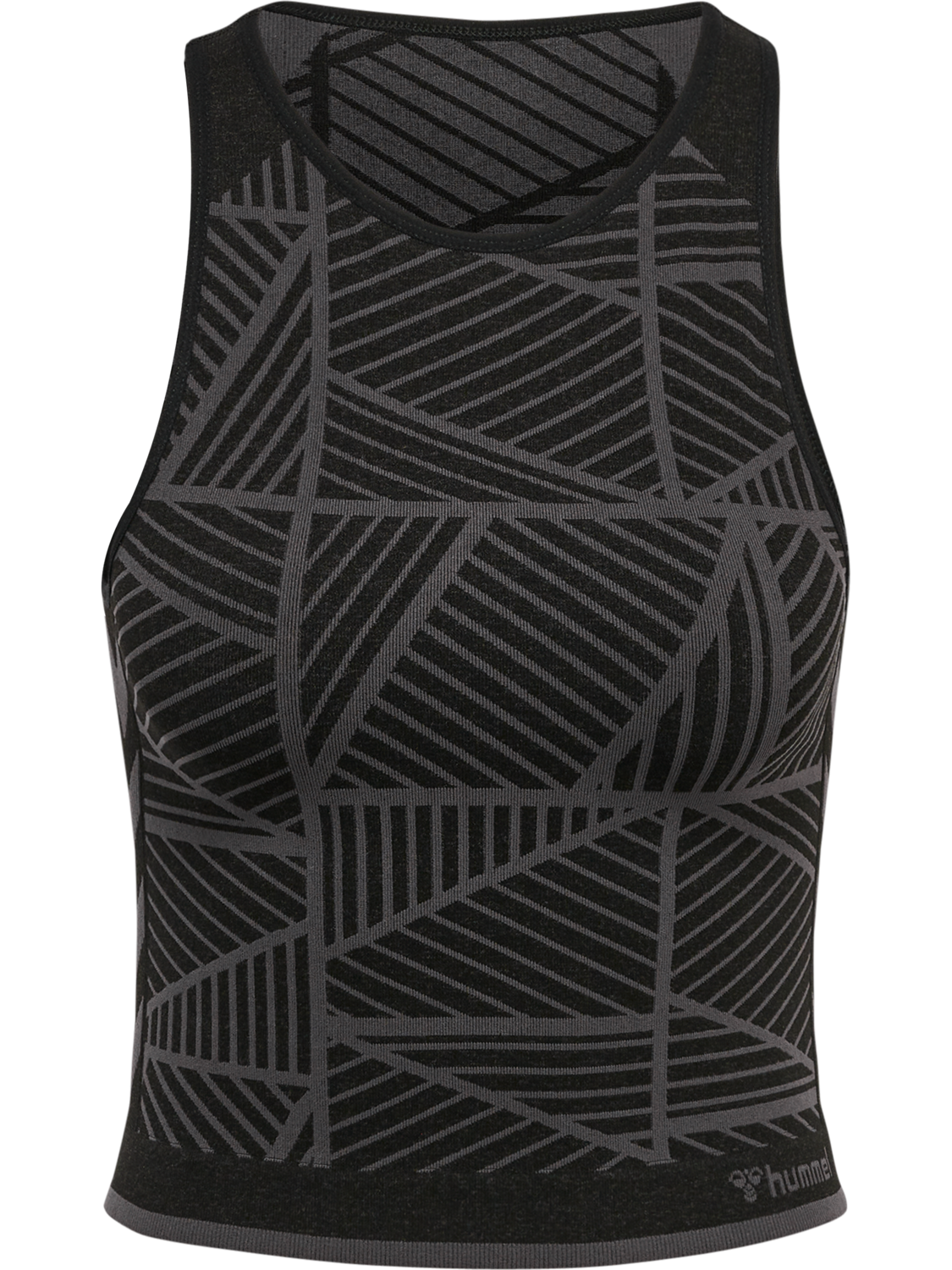 hmlMT ENERGY SEAMLESS CROP TOP, BLACK/ASPHALT MELANGE, packshot