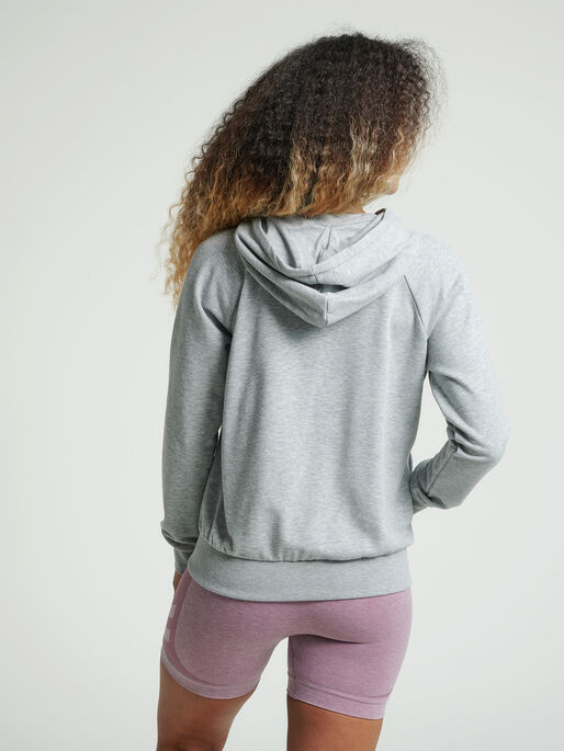 hmlNONI ZIP HOODIE, GREY MELANGE, model