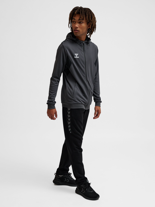 hmlAUTHENTIC PL ZIP HOODIE, ASPHALT, model