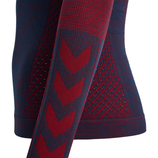 hmlMT ALY SEAMLESS T-SHIRT L/S, INSIGNIA BLUE/CABERNET MELANGE, packshot