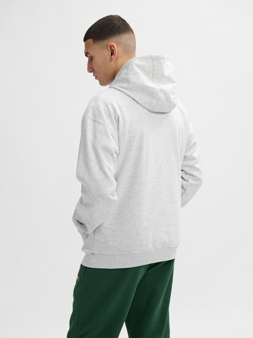 hmlFELIX LOOSE HOODIE, LIGHT GREY MELANGE, model