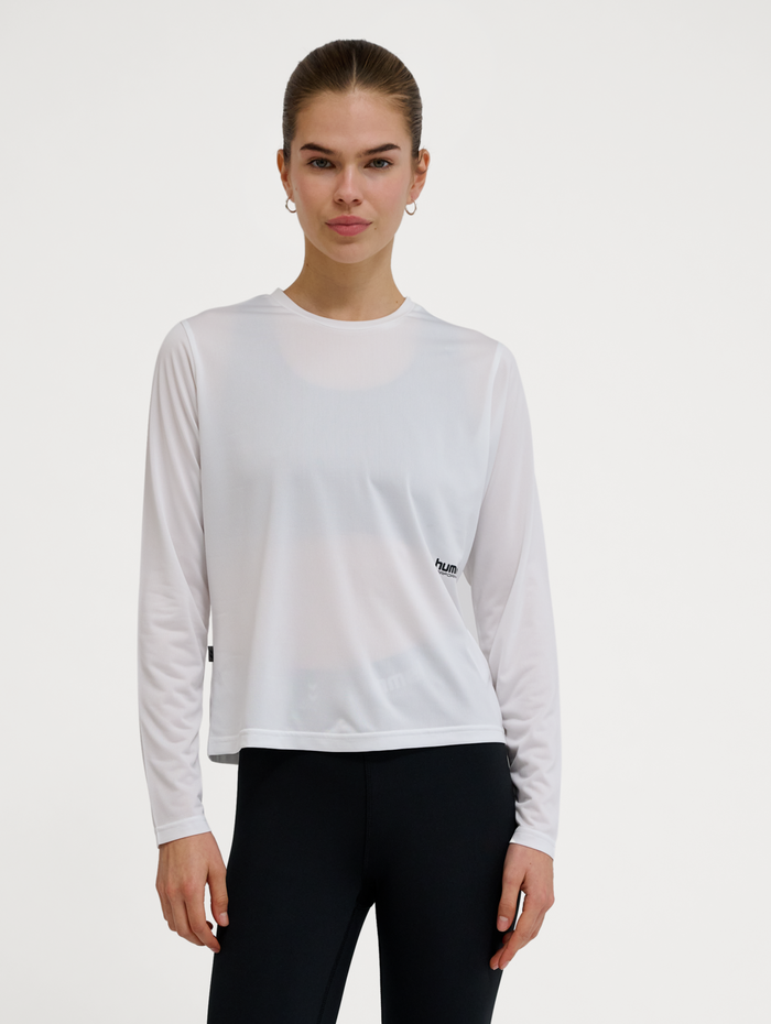 hmlPULSE WORKOUT W T-SHIRT L/S, WHITE, model
